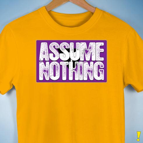 Assume Nothing Lesbian Labrys Pride Flag Premium Unisex T-Shirt - Gold